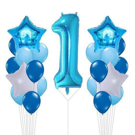 Helium-Filled Balloon Arrangement - Jumbo Number with Two Side Columns