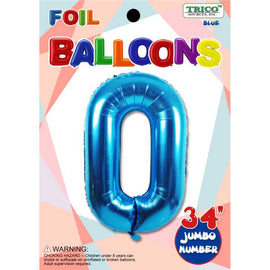 Foil Balloon - Jumbo Number 34" Blue 0