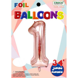 Foil Balloon - Jumbo Number 34" Rose Gold 1