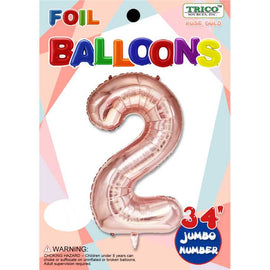 Foil Balloon - Jumbo Number 34" Rose Gold 2