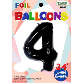 Foil Balloon - Jumbo Number 34" Black 4