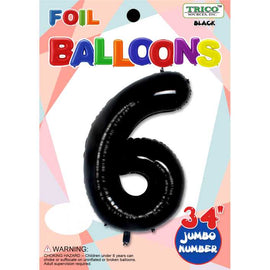 Foil Balloon - Jumbo Number 34" Black 6