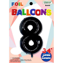 Foil Balloon - Jumbo Number 34" Black 8