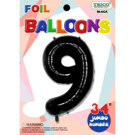 Foil Balloon - Jumbo Number 34" Black 9