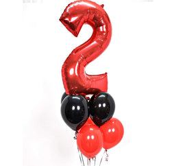 Jumbo Number Helium Balloon Bouquet with 1 Number and 6 Latex Balloons