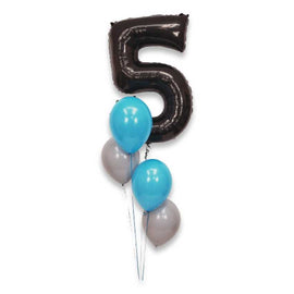 Jumbo Number Helium Balloon Bouquet with 1 Number and 4 Latex Balloons
