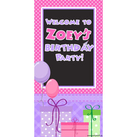 Customizable Deluxe Door Banner - Pink Polka Dot Birthday