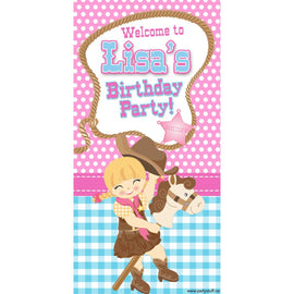 Customizable Deluxe Door Banner - Cowgirl Birthday Blonde