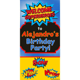 Customizable Deluxe Door Banner - Super Hero Birthday