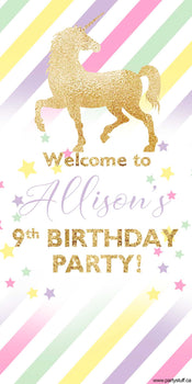 Customizable Deluxe Door Banner - Unicorn Glitter Birthday