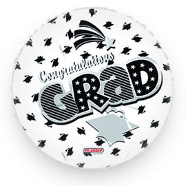 Foil Balloon - Congrats Grad White