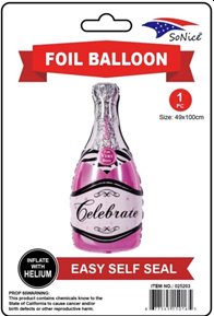 Pink Champagne Bottle Foil Supershape Balloon