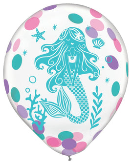 Shimmering Mermaids Latex Confetti Balloon