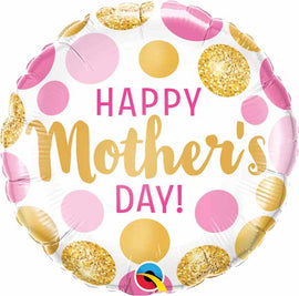 Mother's Day Pink and Gold Dots Foil Balloon
