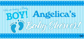 Banner - Custom Deluxe Baby Shower Blue Feet