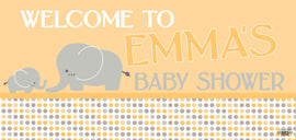 Banner - Custom Deluxe Baby Shower Orange Dots & Elephant