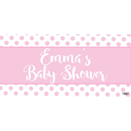 Banner - Custom Deluxe Baby Shower Pink Dots