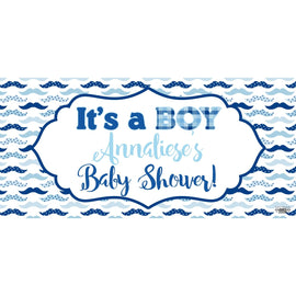 Banner - Custom Deluxe Baby Shower Blue Mustaches