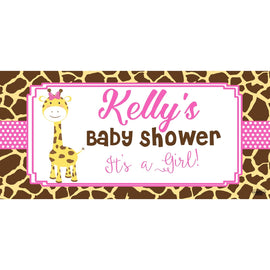 Banner - Custom Deluxe Baby Shower Giraffe Print & Pink