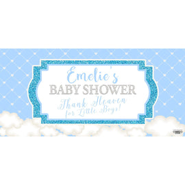 Banner - Custom Deluxe Baby Shower Clouds & Blue Sparkle
