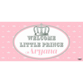 Banner - Custom Deluxe Baby Shower Pink & Silver Crown
