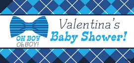 Banner - Custom Deluxe Baby Shower Blue Plaid & Bowtie