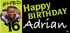 Banner - Custom Deluxe Birthday #HBD Green With Picture