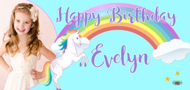 Banner - Custom Deluxe Birthday Rainbow & Unicorn With Picture