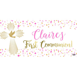 Banner - Custom Deluxe Religious Pink & Gold Dots
