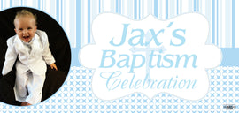 Banner - Custom Deluxe Religious Blue Stripes With Picture
