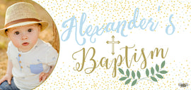Banner - Custom Deluxe Religious Gold & Blue Dots With Picture