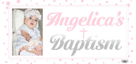 Banner - Custom Deluxe Religious Pink Dots & Silver With Picture