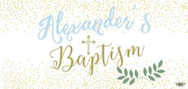 Banner - Custom Deluxe Religious Blue & Gold Dots With Branch