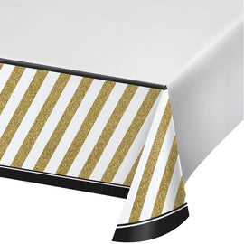 Black And Gold Plastic Tablecloth