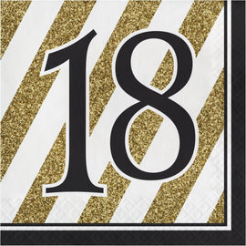 Black And Gold Luncheon Napkins 18th Birthday