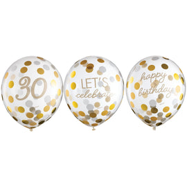 Golden Age Birthday 30th Latex Confetti Balloon