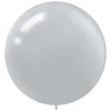 24" Round Latex Balloons - Pearlized - Silver 4 Count