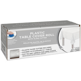 Boxed Plastic Table Roll - Frosty White 126'