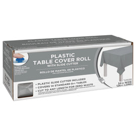 Boxed Plastic Table Roll - Silver 126'