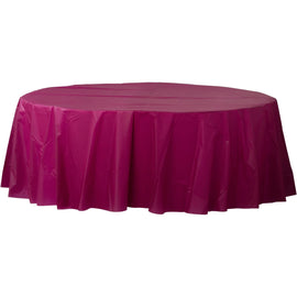 84" Round Plastic Table Cover - Berry
