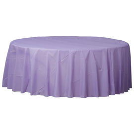 84" Round Plastic Table Cover - Lavender