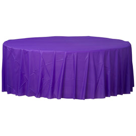 84" Round Plastic Table Cover - New Purple