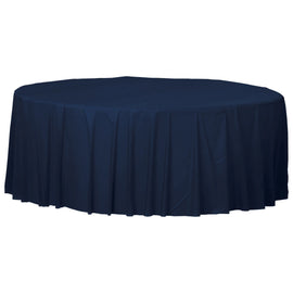 84" Round Plastic Table Cover - True Navy