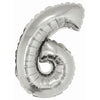 Foil Balloon - Mini Number Silver 6 16 Inch Air-Filled Only, Not Packaged