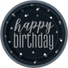 8 Glitz Black And Silver " Happy Birthday" 9" Plates