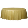 84" Round Plastic Table Cover- Gold