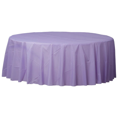 84" Round Plastic Table Cover - Lavender