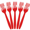 Apple Red Plastic Forks