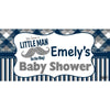 Banner - Custom Deluxe Baby Shower Blue & Grey & Mustache