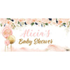 Banner - Custom Deluxe Baby Shower Pink Flowers & Balloons